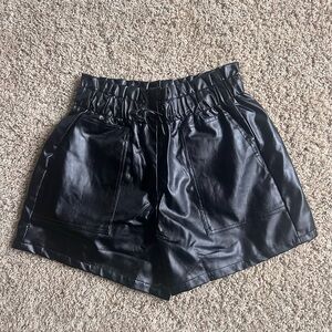 Ramisu Shiny Black High Waist Shorts